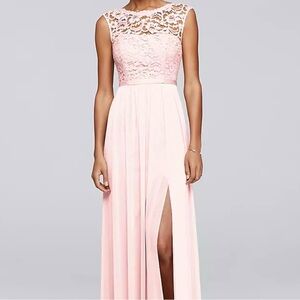 David’s Bridal Lace Dress with Long Mesh Skirt
Pink
XS 
Like New